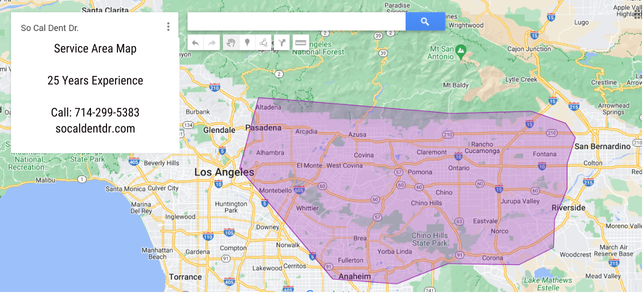 Service Area Map of portions of Los Angeles, Orange, San Bernardino and Riverside Counties