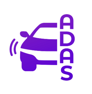 Advanced Driver Assistance System Icon with car